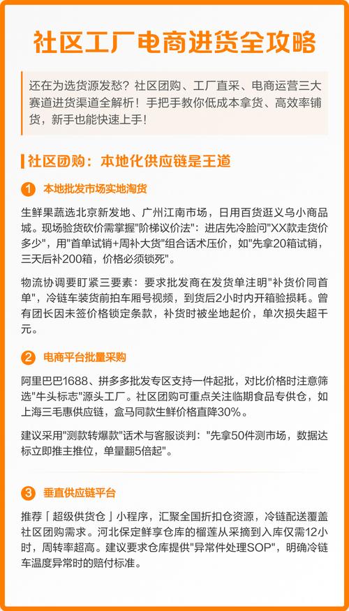 社区工厂电商进货全攻略 社区团购、工厂直采、电商运营三大渠道深度解析
